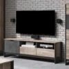 Meuble TV LAONILE - 1 Porte, 2 Tiroir Et 2 Niches - Noyer Et Anthracite 22 Meuble TV LAONILE - 1 Porte, 2 Tiroir Et 2 Niches - Noyer Et Anthracite -Deco.fr Soldes Boutique meuble tv 476017