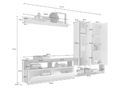 Mur TV Avec 3 Portes - Coloris : Blanc Laqué Et Béton - SEFRO -Deco.fr Soldes Boutique meuble tv 5626391