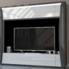 Mur TV 1 Porte Et 1 Tiroir Avec LEDs - Blanc Et Anthracite Laqué - HAROUN -Deco.fr Soldes Boutique meuble tv 6999621