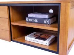 Meuble TV Avec 2 Portes Et 2 Niches - Teck - Coloris : Naturel - BEKASI 12 Meuble TV Avec 2 Portes Et 2 Niches - Teck - Coloris : Naturel - BEKASI -Deco.fr Soldes Boutique meuble tv 7294349