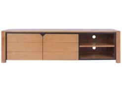 Meuble TV Avec 2 Portes Et 2 Niches - Teck - Coloris : Naturel - BEKASI 9 Meuble TV Avec 2 Portes Et 2 Niches - Teck - Coloris : Naturel - BEKASI -Deco.fr Soldes Boutique meuble tv 7294367