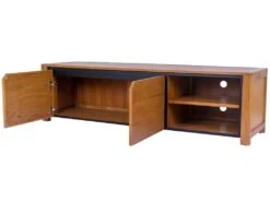 Meuble TV Avec 2 Portes Et 2 Niches - Teck - Coloris : Naturel - BEKASI 11 Meuble TV Avec 2 Portes Et 2 Niches - Teck - Coloris : Naturel - BEKASI -Deco.fr Soldes Boutique meuble tv 7294369