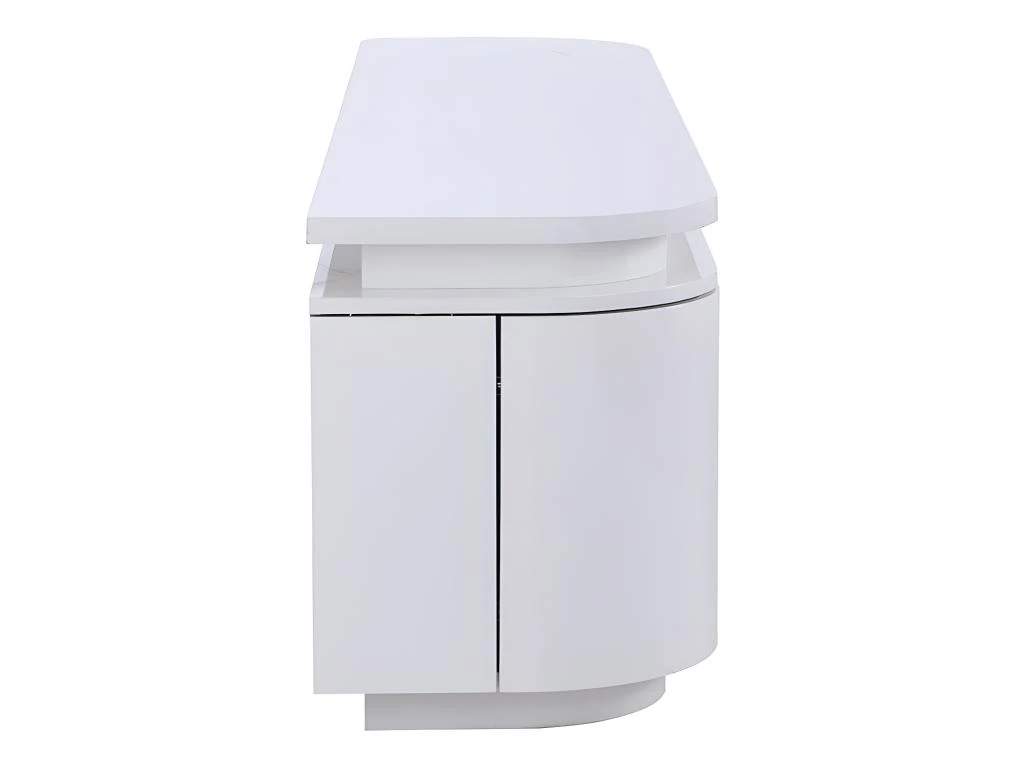 Meuble TV 2 Portes Et 2 Tiroirs Avec LEDs - MDF - Blanc Laqué - VANDANA 4 Meuble TV 2 Portes Et 2 Tiroirs Avec LEDs - MDF - Blanc Laqué - VANDANA – Image 4
