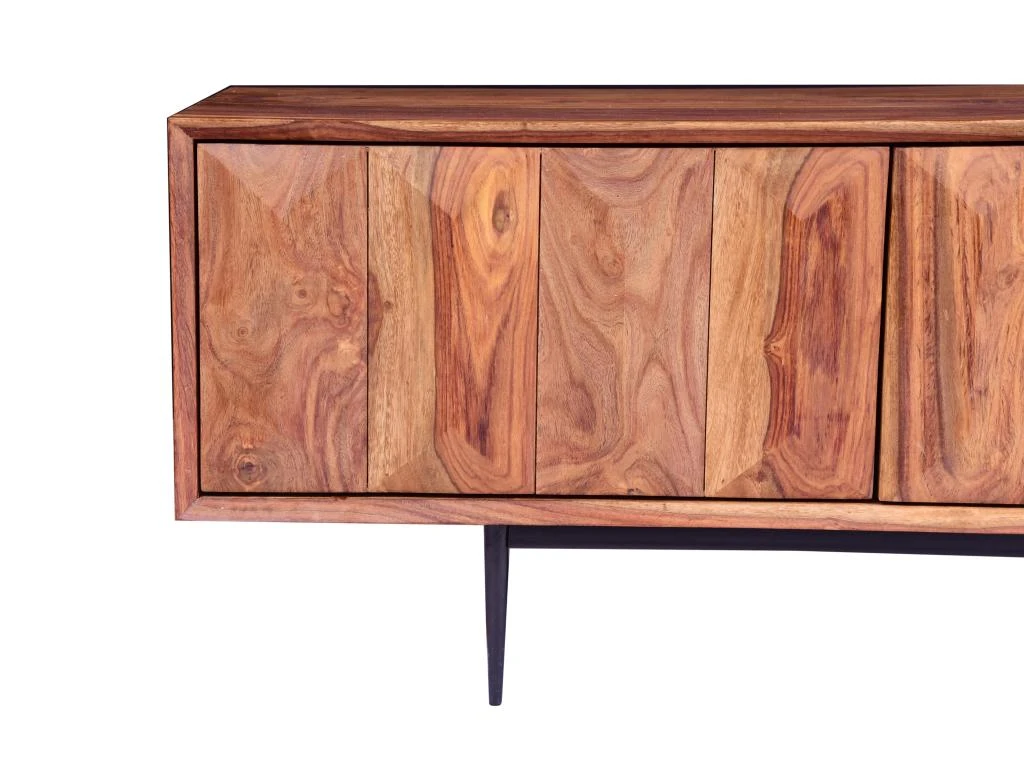 Meuble TV Avec 2 Portes Et 2 Niches - Bois De Sheesham Et Métal - Coloris : Naturel - ZELICINA 12 Meuble TV Avec 2 Portes Et 2 Niches - Bois De Sheesham Et Métal - Coloris : Naturel - ZELICINA – Image 12