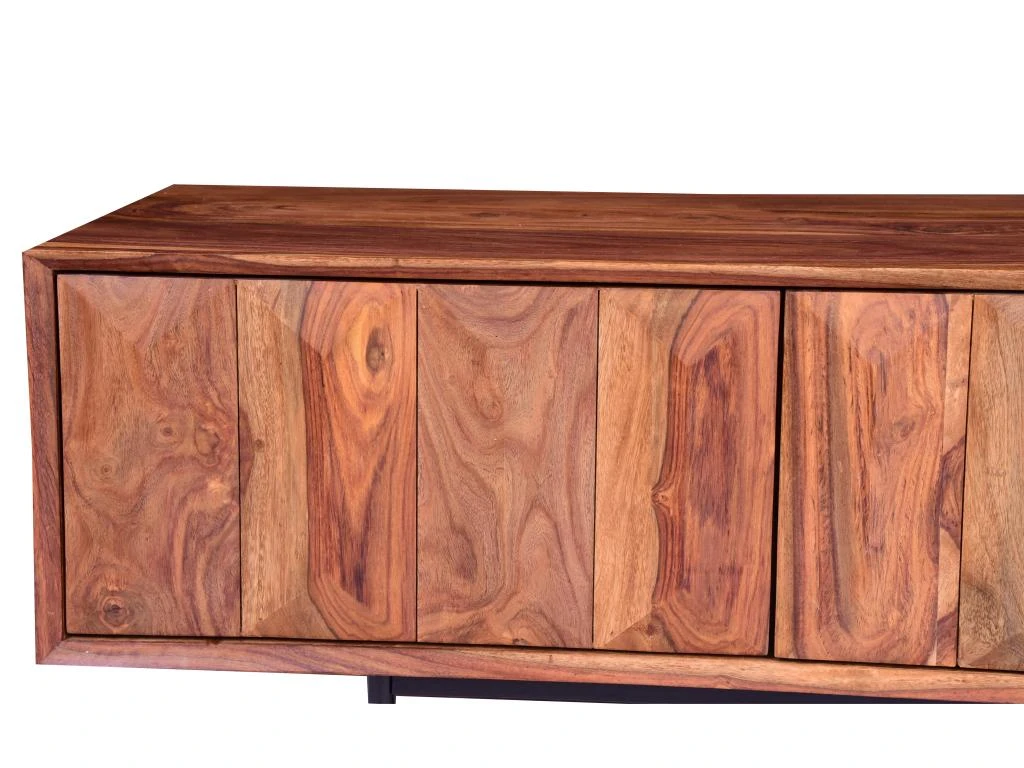 Meuble TV Avec 2 Portes Et 2 Niches - Bois De Sheesham Et Métal - Coloris : Naturel - ZELICINA 11 Meuble TV Avec 2 Portes Et 2 Niches - Bois De Sheesham Et Métal - Coloris : Naturel - ZELICINA – Image 11