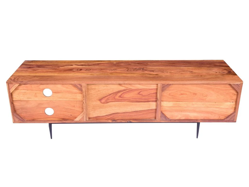 Meuble TV Avec 2 Portes Et 2 Niches - Bois De Sheesham Et Métal - Coloris : Naturel - ZELICINA 10 Meuble TV Avec 2 Portes Et 2 Niches - Bois De Sheesham Et Métal - Coloris : Naturel - ZELICINA – Image 10