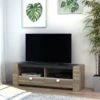 Meuble TV METEORITE - 2 Niches & 2 Tiroirs - MDF Plateau Effet Granite