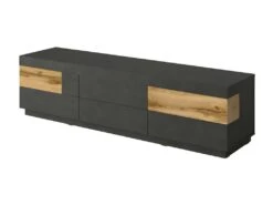 Meuble TV XL 200cm Collection KILES. Coloris Gris Anthracite Et Chêne. Style Design.