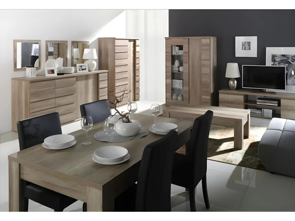 Meuble Tv Design ROMI Couleur Chêne. Idéal Pour Poser Votre Télévision Et Meubler Votre Salon. 2 Meuble Tv Design ROMI Couleur Chêne. Idéal Pour Poser Votre Télévision Et Meubler Votre Salon. – Image 2