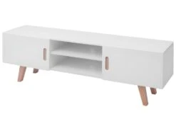 Meuble Télé Buffet Tv Télévision Design Pratique Mdf 150 Cm Blanc Brillant 2502042