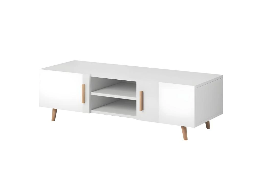 Meuble TV Design EDEN II 140 Cm, 2 Portes Et 2 Niches, Coloris Blanc. Type Scandinave. 1 Meuble TV Design EDEN II 140 Cm, 2 Portes Et 2 Niches, Coloris Blanc. Type Scandinave.
