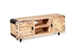 Meuble Télé Buffet Tv Télévision Design Pratique Bois De Manguier Massif 120 Cm 2502141
