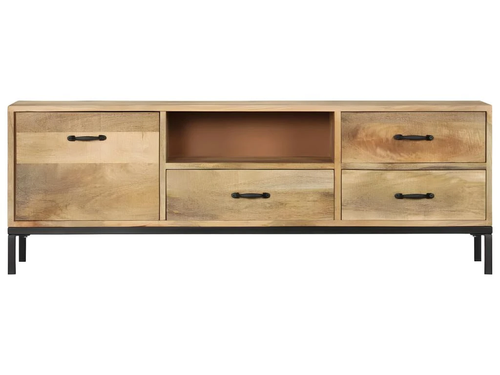Meuble Télé Buffet Tv Télévision Design Pratique 130 Cm Bois Massif De Manguier 2502052 4 Meuble Télé Buffet Tv Télévision Design Pratique 130 Cm Bois Massif De Manguier 2502052 – Image 4