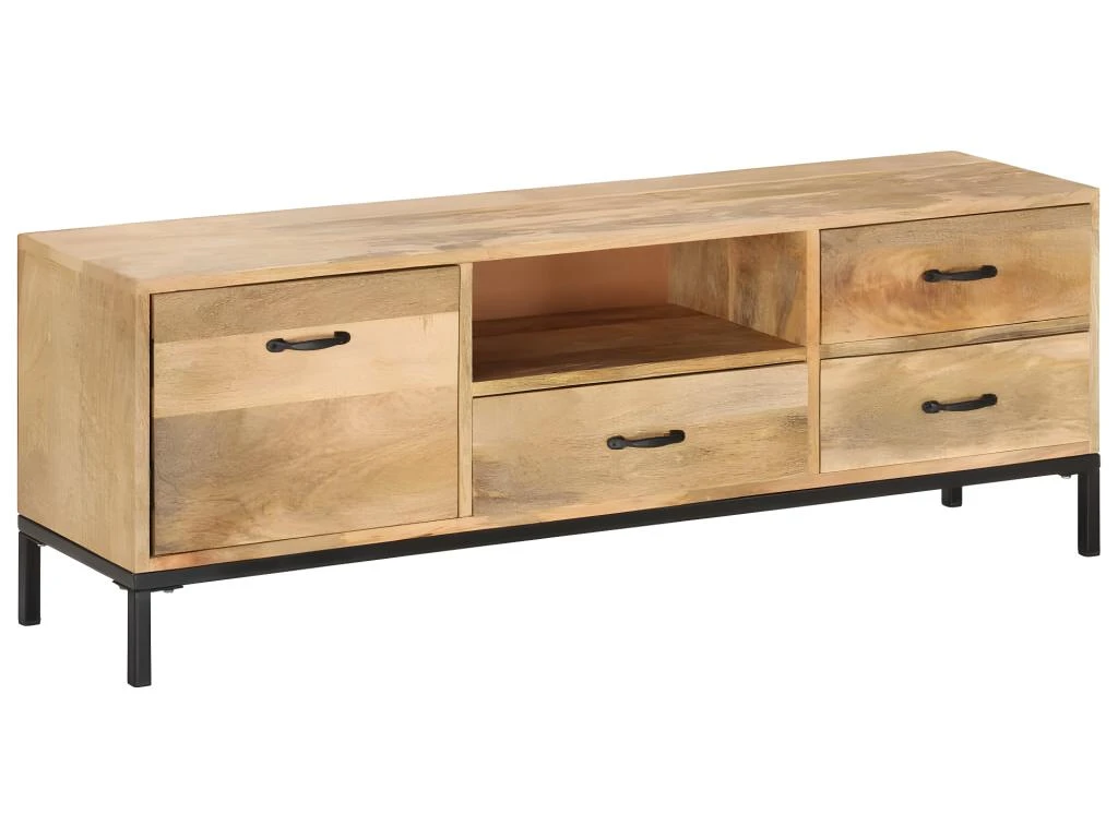 Meuble Télé Buffet Tv Télévision Design Pratique 130 Cm Bois Massif De Manguier 2502052 5 Meuble Télé Buffet Tv Télévision Design Pratique 130 Cm Bois Massif De Manguier 2502052 – Image 5