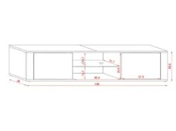 Meuble TV Design PARIS-HIT 140 Cm, 2 Portes Et 2 Niches, Coloris Noir + LED -Deco.fr Soldes Boutique meuble tv 8919897