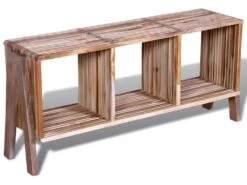 Meuble Télé Buffet Tv Télévision Design Pratique Empilable En Teck Recyclé Avec 3 étagères Marron 2502296