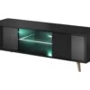 Meuble TV Design EDEN 140 Cm, 2 Portes Et 2 Niches, Coloris Noir + LED. Type Scandinave. -Deco.fr Soldes Boutique meuble tv 8920267