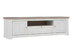 Meuble TV 205 Cm 2 Portes 1 Tiroir DĂ©cor ChĂȘne Blanchi - ANGELE