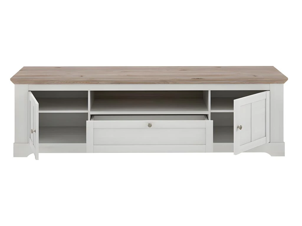 Meuble TV 205 Cm 2 Portes 1 Tiroir Décor Chêne Blanchi - ANGELE 3 Meuble TV 205 Cm 2 Portes 1 Tiroir Décor Chêne Blanchi - ANGELE – Image 3