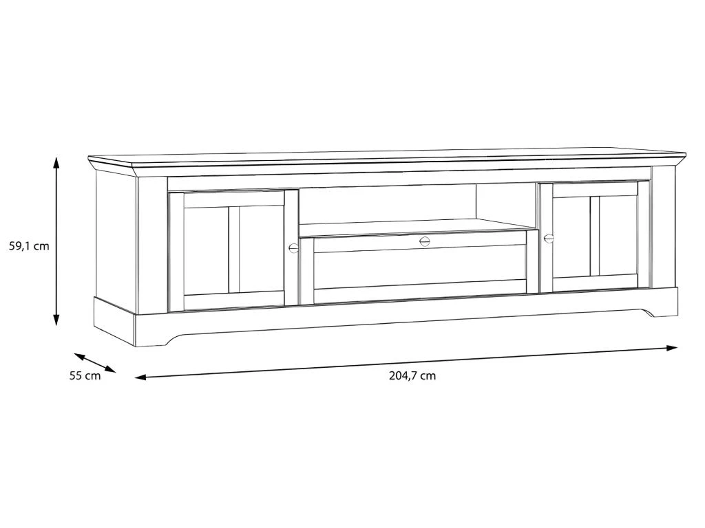 Meuble TV 205 Cm 2 Portes 1 Tiroir Décor Chêne Blanchi - ANGELE 4 Meuble TV 205 Cm 2 Portes 1 Tiroir Décor Chêne Blanchi - ANGELE – Image 4