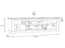 Meuble TV 205 Cm 2 Portes 1 Tiroir Décor Chêne Blanchi - ANGELE 9 Meuble TV 205 Cm 2 Portes 1 Tiroir Décor Chêne Blanchi - ANGELE -Deco.fr Soldes Boutique meuble tv 8920317