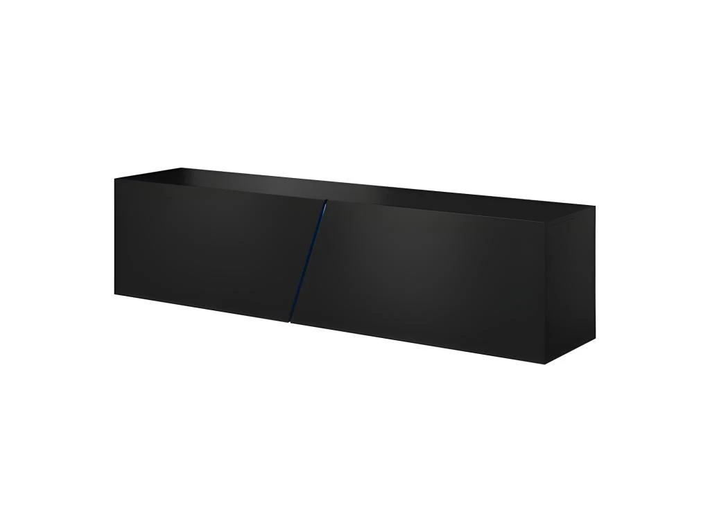 Meuble TV Suspendu Design SPEED, 160 Cm, 1 Porte, Coloris Noir Avec LED Intégrée. 1 Meuble TV Suspendu Design SPEED, 160 Cm, 1 Porte, Coloris Noir Avec LED Intégrée.