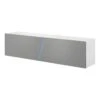 Meuble TV Suspendu Design SPEED, 160 Cm, 1 Porte, Coloris Blanc Et Gris Avec LED Intégrée. -Deco.fr Soldes Boutique meuble tv 8920575