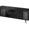 Meuble TV Design EDEN 140 Cm, 2 Portes Et 2 Niches, Coloris Noir. Type Scandinave. -Deco.fr Soldes Boutique meuble tv 8920757