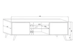 Meuble TV Design EDEN 140 Cm, 2 Portes Et 2 Niches, Coloris Noir. Type Scandinave. -Deco.fr Soldes Boutique meuble tv 8920761