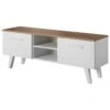 Meuble TV Design EST, 140cm, 2 Portes Et 2 Niches, Coloris Blanc Et Chêne. -Deco.fr Soldes Boutique meuble tv 8920773