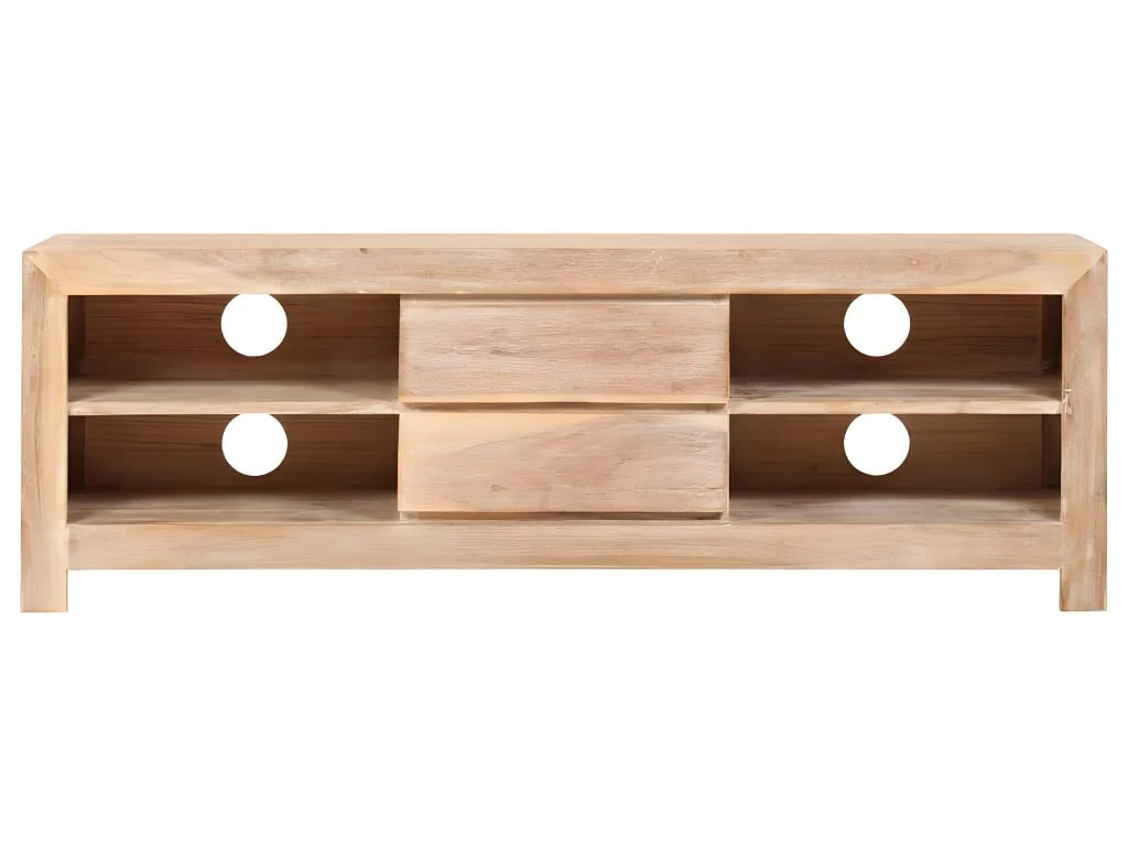Meuble Télé Buffet Tv Télévision Design Pratique Bois D'acacia Massif 120 Cm Marron Clair 2502121 2 Meuble Télé Buffet Tv Télévision Design Pratique Bois D'acacia Massif 120 Cm Marron Clair 2502121 – Image 2