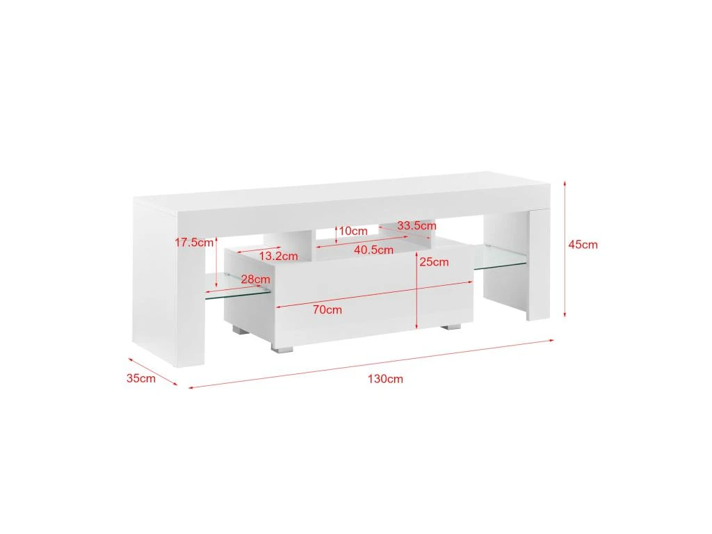 Meuble TV Avec éclairage LED Multicolore Banc Support Design Avec étagères 130 Cm Blanc 03_0005859 2 Meuble TV Avec éclairage LED Multicolore Banc Support Design Avec étagères 130 Cm Blanc 03_0005859 – Image 2