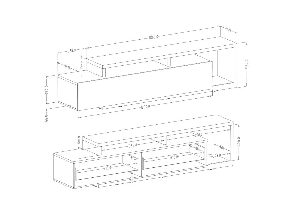 Meuble TV 220cm Collection BERGAME. Coloris Chêne Et Blanc. 3 Meuble TV 220cm Collection BERGAME. Coloris Chêne Et Blanc. – Image 3