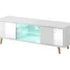 Meuble TV Design EDEN 140 Cm, 2 Portes Et 2 Niches, Coloris Blanc + LED. Type Scandinave. -Deco.fr Soldes Boutique meuble tv 8921755