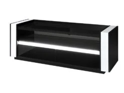 Meuble Tv LINA Noir Et Blanc Brillant + LED -Deco.fr Soldes Boutique meuble tv 8922023