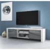 Meuble TV Design MANHATTAN 140 Cm à 2 Portes Et 2 Niches Coloris Blanc Et Gris -Deco.fr Soldes Boutique meuble tv 8922393