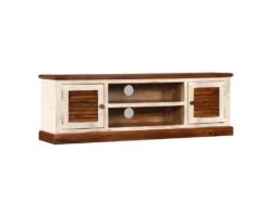 Meuble Télé Buffet Tv Télévision Design Pratique Bois Massif De Manguier Et Sesham 120 Cm 2502172