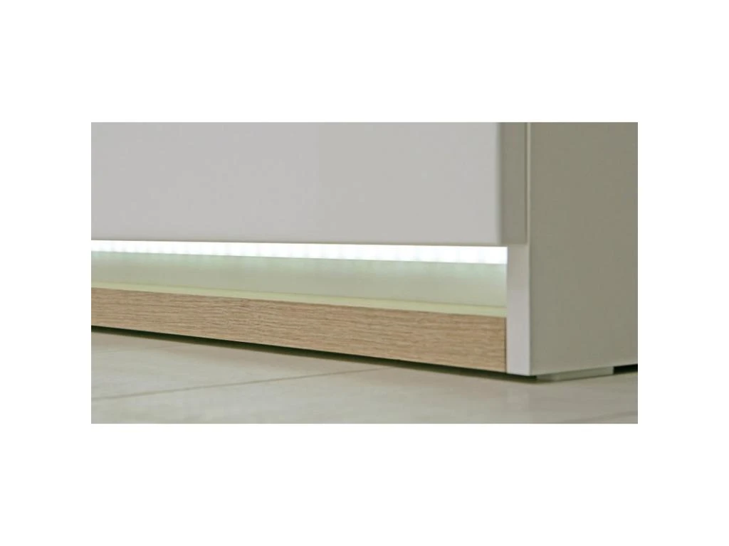 Meuble TV Blanc Laqué Et Décor Chêne Naturel - ALEXIANE 5 Meuble TV Blanc Laqué Et Décor Chêne Naturel - ALEXIANE – Image 5