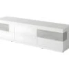 Meuble TV XL 200cm Collection KILES. Coloris Blanc Et Gris. Style Design. -Deco.fr Soldes Boutique meuble tv 8922927