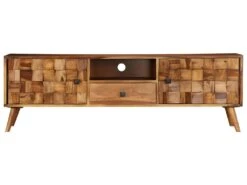 Meuble Télé Buffet Tv Télévision Design Pratique Bois Sesham Massif Avec Finition Miel 140 Cm 2502185 -Deco.fr Soldes Boutique meuble tv 8922973