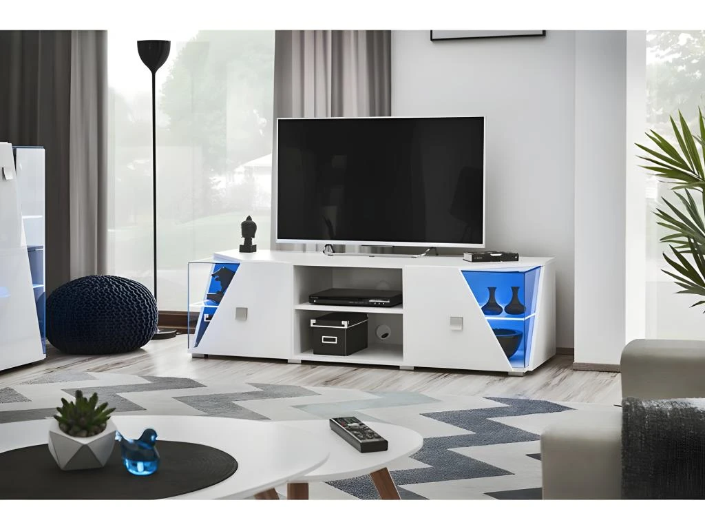 Ensemble 4 Meubles De Salon Collection SPIKE Couleur Blanche. Meuble Design Avec LED 4 Ensemble 4 Meubles De Salon Collection SPIKE Couleur Blanche. Meuble Design Avec LED – Image 4