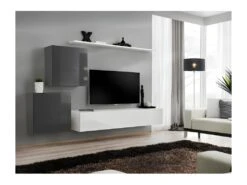 Ensemble Meuble Salon SWITCH V Design, Coloris Blanc Et Gris Brillant.