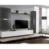 Ensemble De Meuble Pour Salon Mural SWITCH VIII. Meuble TV Mural Design, Coloris Blanc Et Gris Brillant. -Deco.fr Soldes Boutique meuble tv 8924259