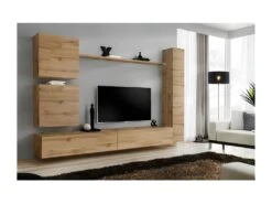 Ensemble Meuble Salon Mural SWITCH VIII Design, Coloris Chêne Wotan.