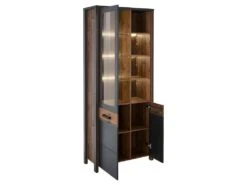 Ensemble Meubles Salon Collection WINDSOR. Coloris Gris Anthracite Et Chêne Foncé. -Deco.fr Soldes Boutique meuble tv 8924363