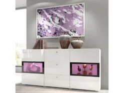 Ensemble De 7 Meubles De Salon Collection RAMOS. Couleur Blanc Brillant. -Deco.fr Soldes Boutique meuble tv 8924383