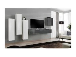 Ensemble De Meubles De Salon Design Collection SWITCH III. Coloris Blanc Et Gris Brillant.