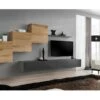 Ensemble Meuble Salon Mural SWITCH X Design, Coloris Gris Brillant Et Chêne Wotan. -Deco.fr Soldes Boutique meuble tv 8924801