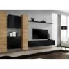 Ensemble Meuble Salon Mural SWITCH VI Design, Coloris Noir Brillant Et Chêne Wotan. -Deco.fr Soldes Boutique meuble tv 8925107