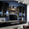 Composition De Meubles TV Design Collection SAGA. Coloris Noyer Et Noir